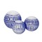 Kingston Living Set of 3 Navy Blue and White Ceramic Round Orbs Tabletop Decor 6"
